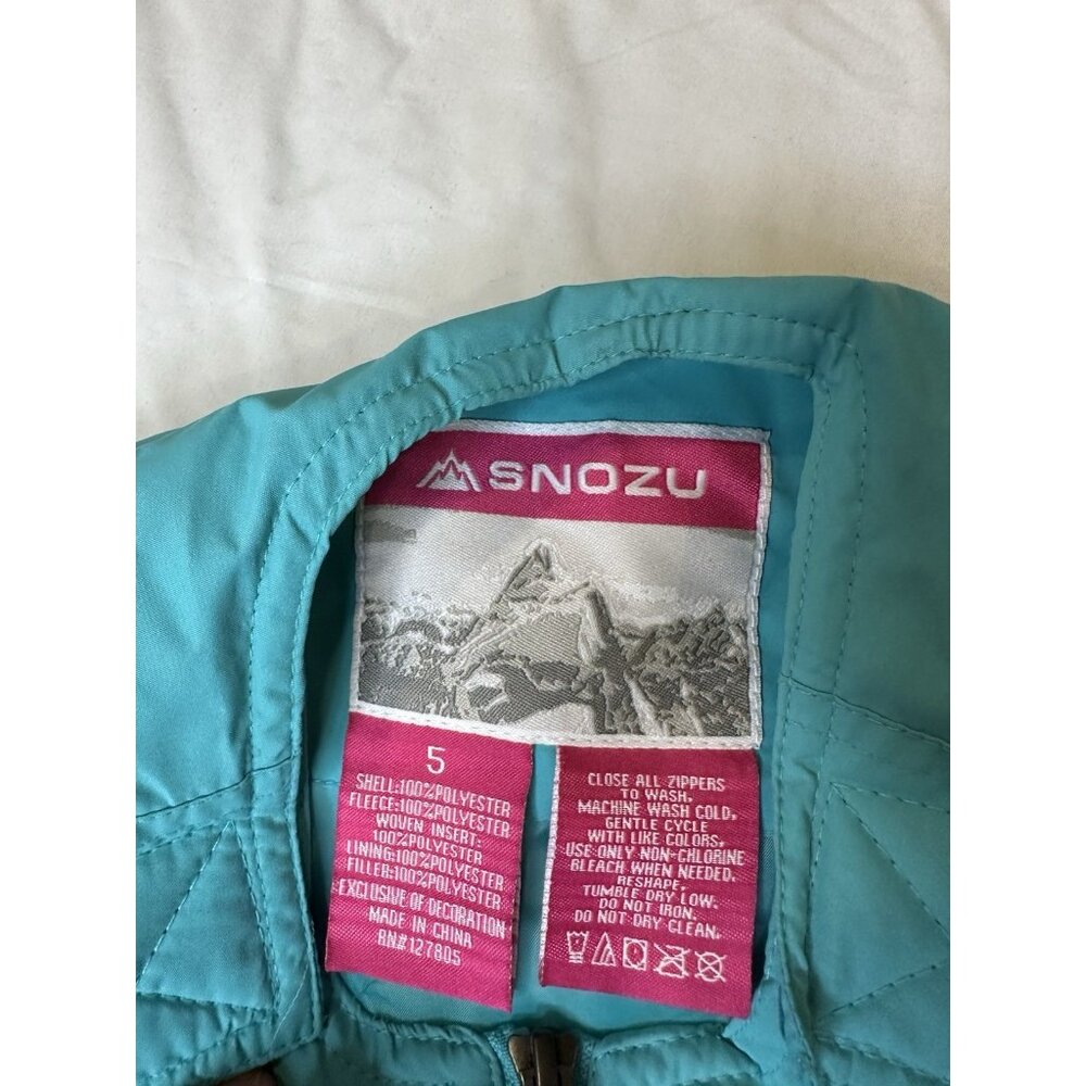 Snozu Toddler Girls Winter Ski Overall Snow Bibs Teal Outdoor Size 5 - Picture 3 of 6